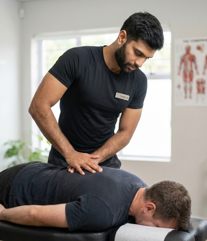 Dr Faheem doing adjustment